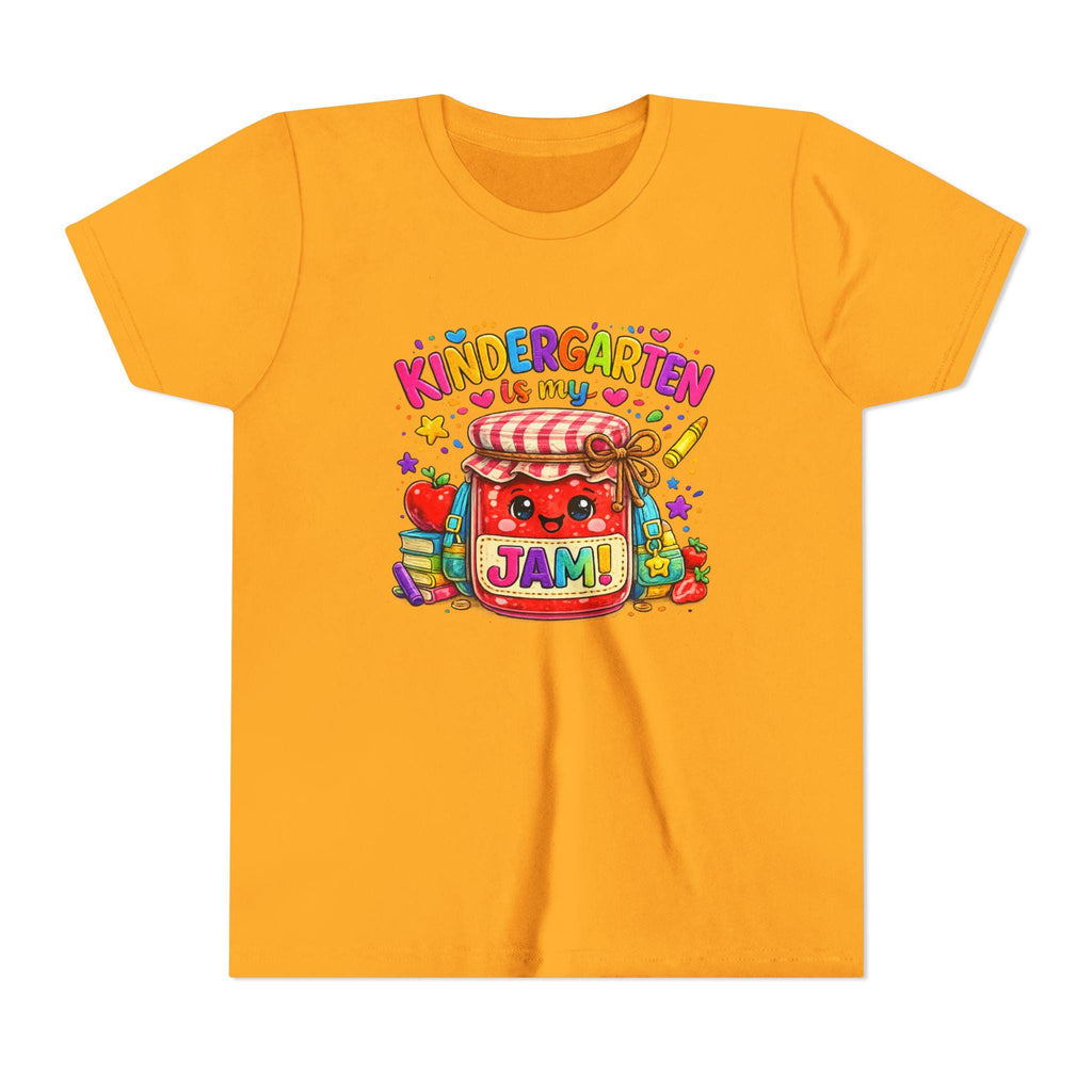 Youth Tee: Kindergarten Is My Jam | Back-to-School Jam Jar, Apple, Crayons