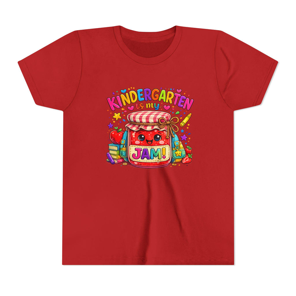 Youth Tee: Kindergarten Is My Jam | Back-to-School Jam Jar, Apple, Crayons