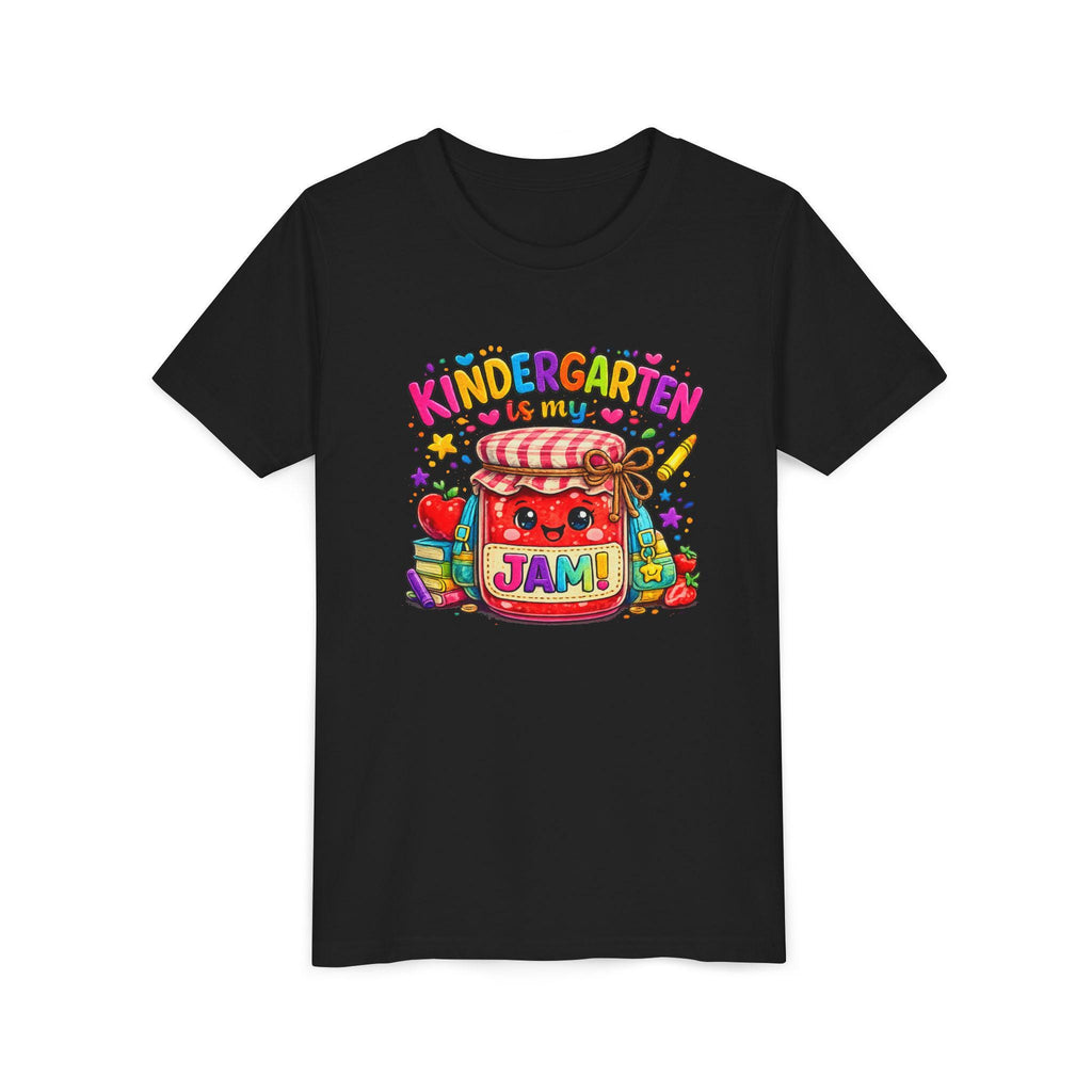 Youth Tee: Kindergarten Is My Jam | Back-to-School Jam Jar, Apple, Crayons