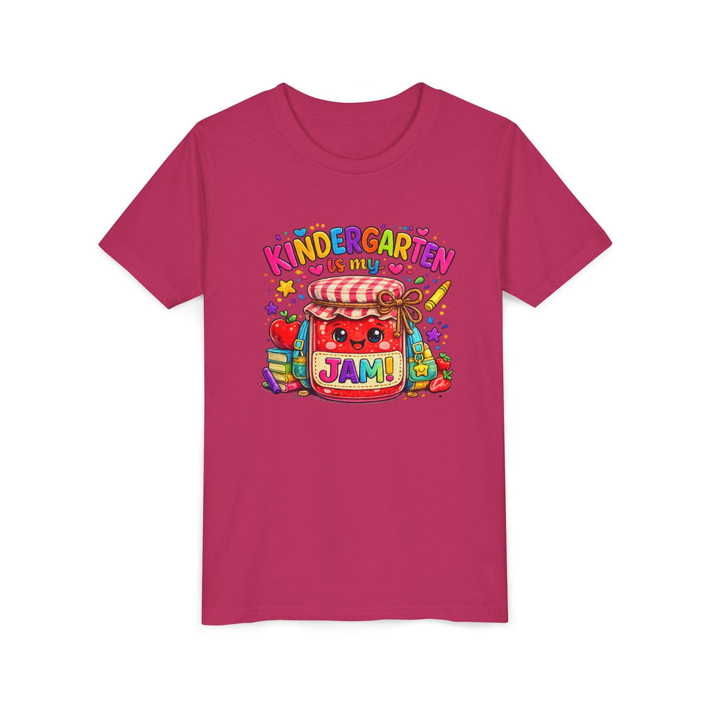 Youth Tee: Kindergarten Is My Jam | Back-to-School Jam Jar, Apple, Crayons