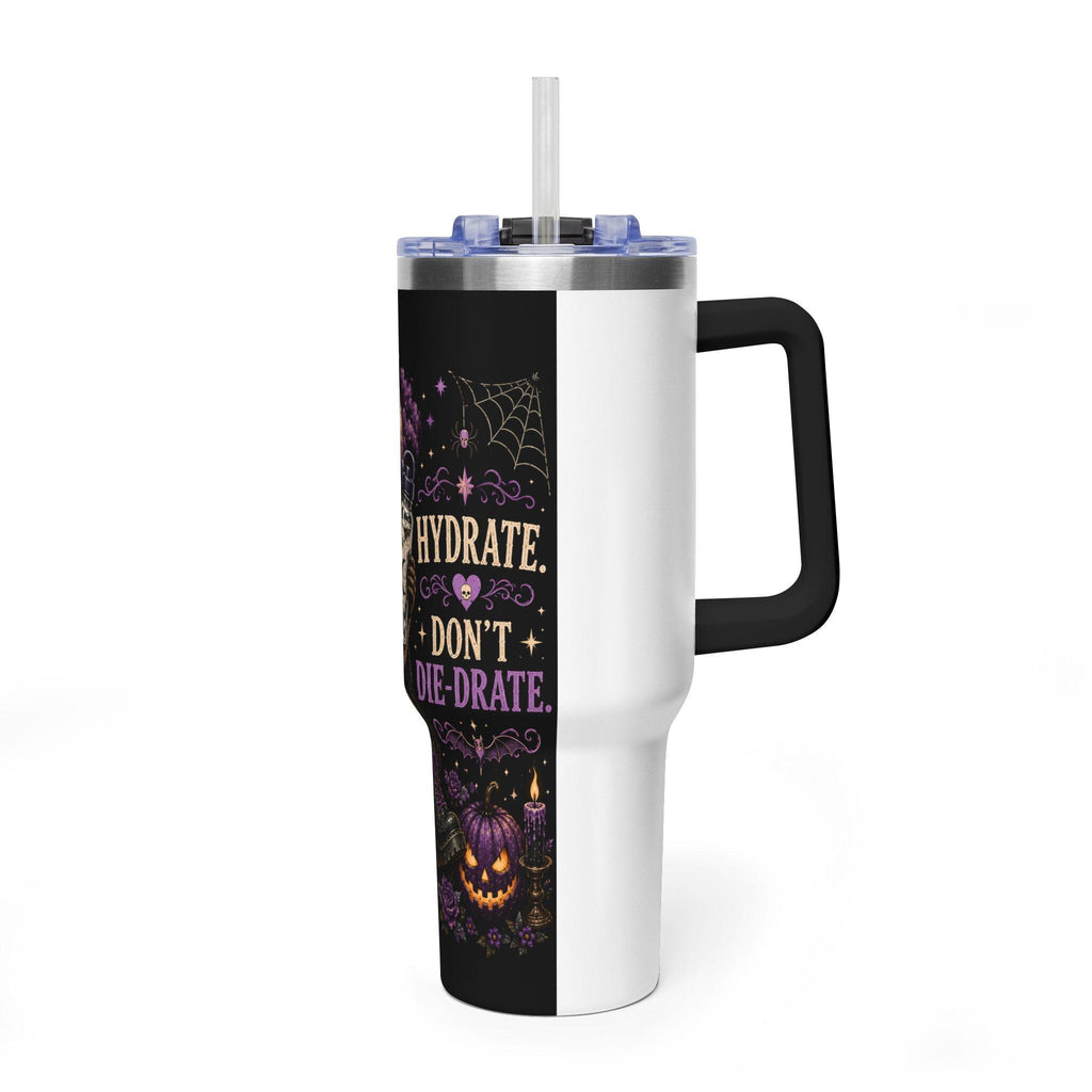 Hydrate Dont Diedrate Raccoon 40oz Tumbler | Halloween Moon, Candles
