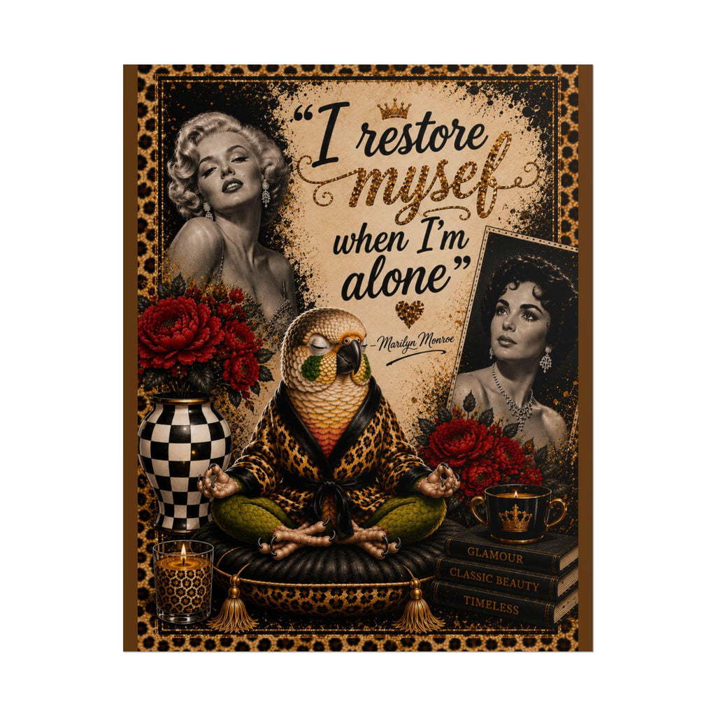 Custom Marilyn Monroe Parrot Poster Print: "I Restore Myself When I'm Alone" Quote