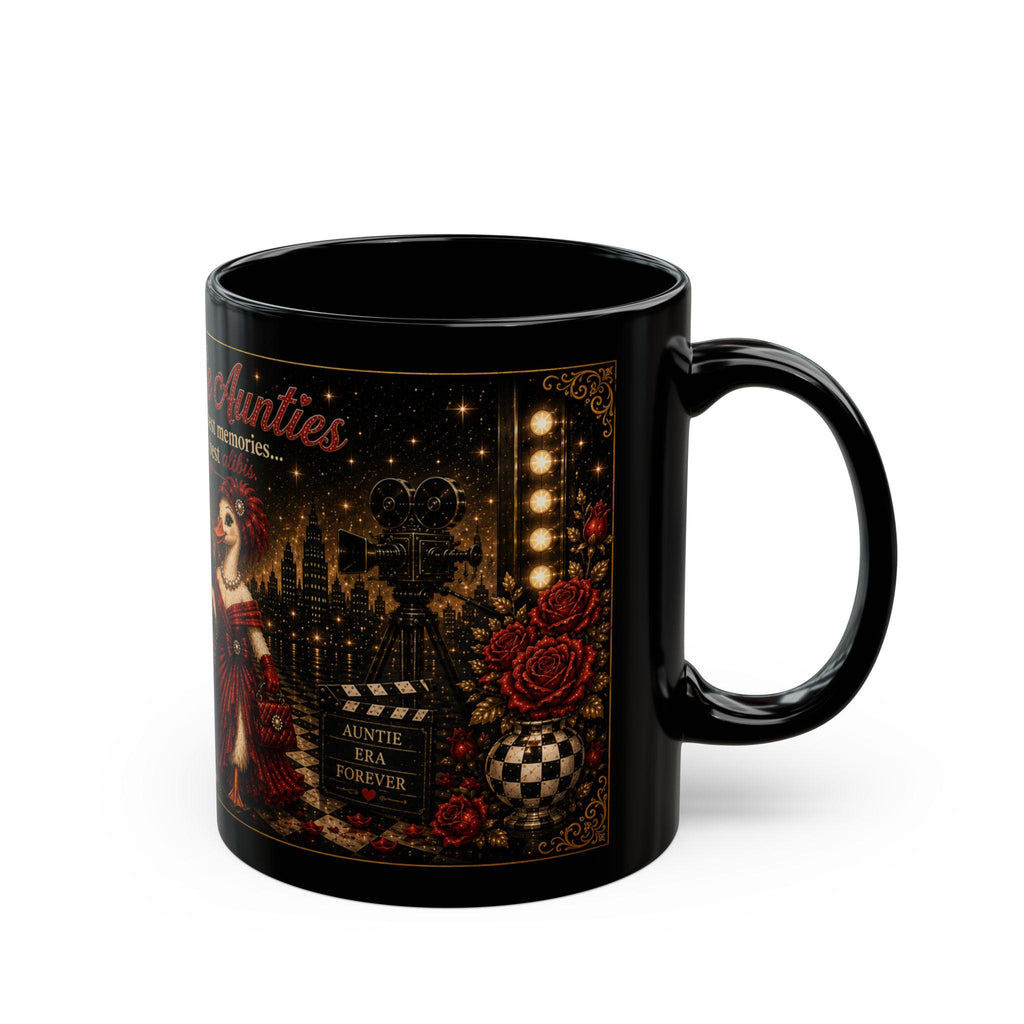 Favorite Aunties ducks vintage theater mug | Black Ceramic Mug