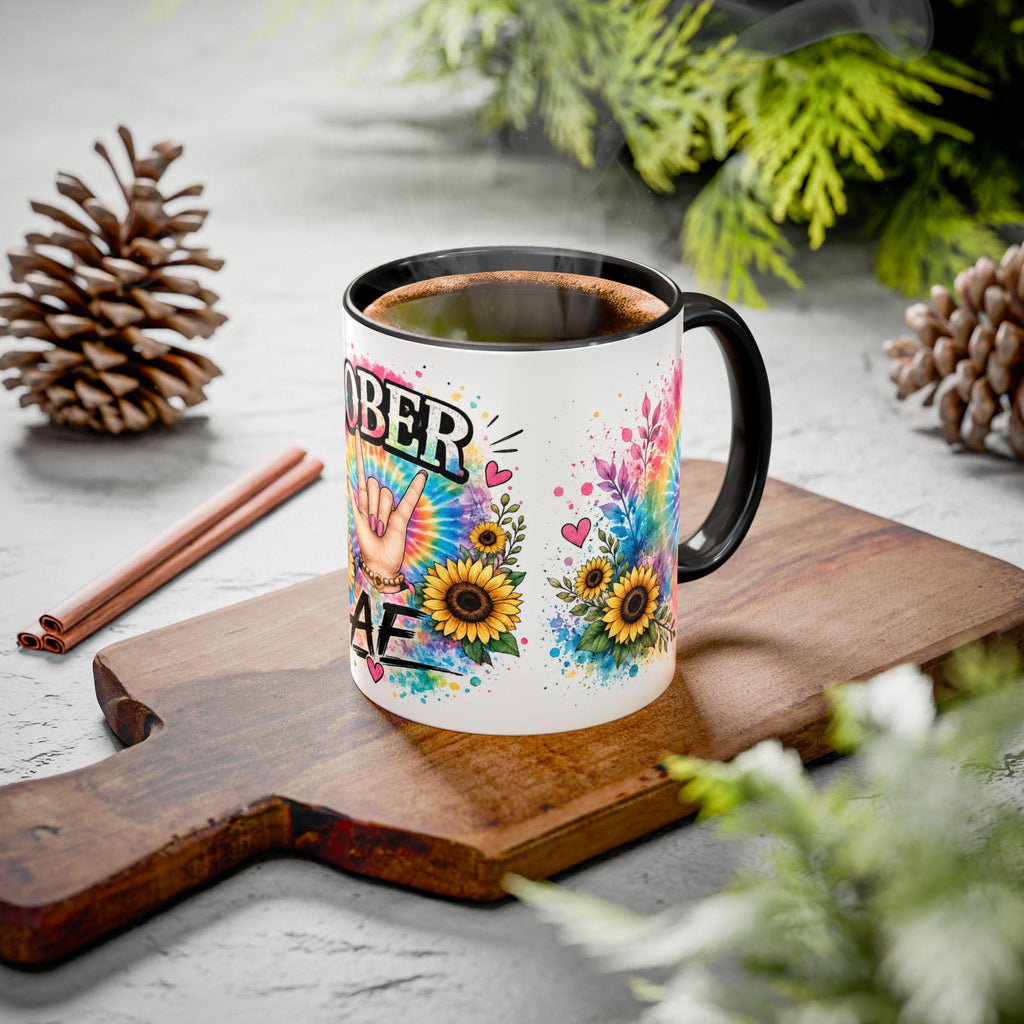 Sober AF mug | Tie Dye Sunflower Recovery Coffee Cup