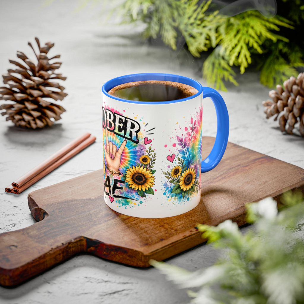Sober AF mug | Tie Dye Sunflower Recovery Coffee Cup