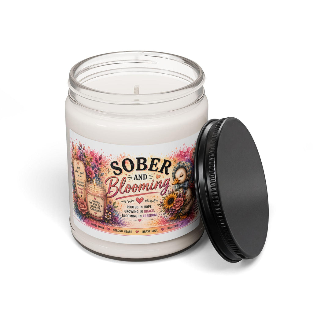 Sober and Blooming Candle Scented Soy Candle, 9oz | Recovery Floral Label