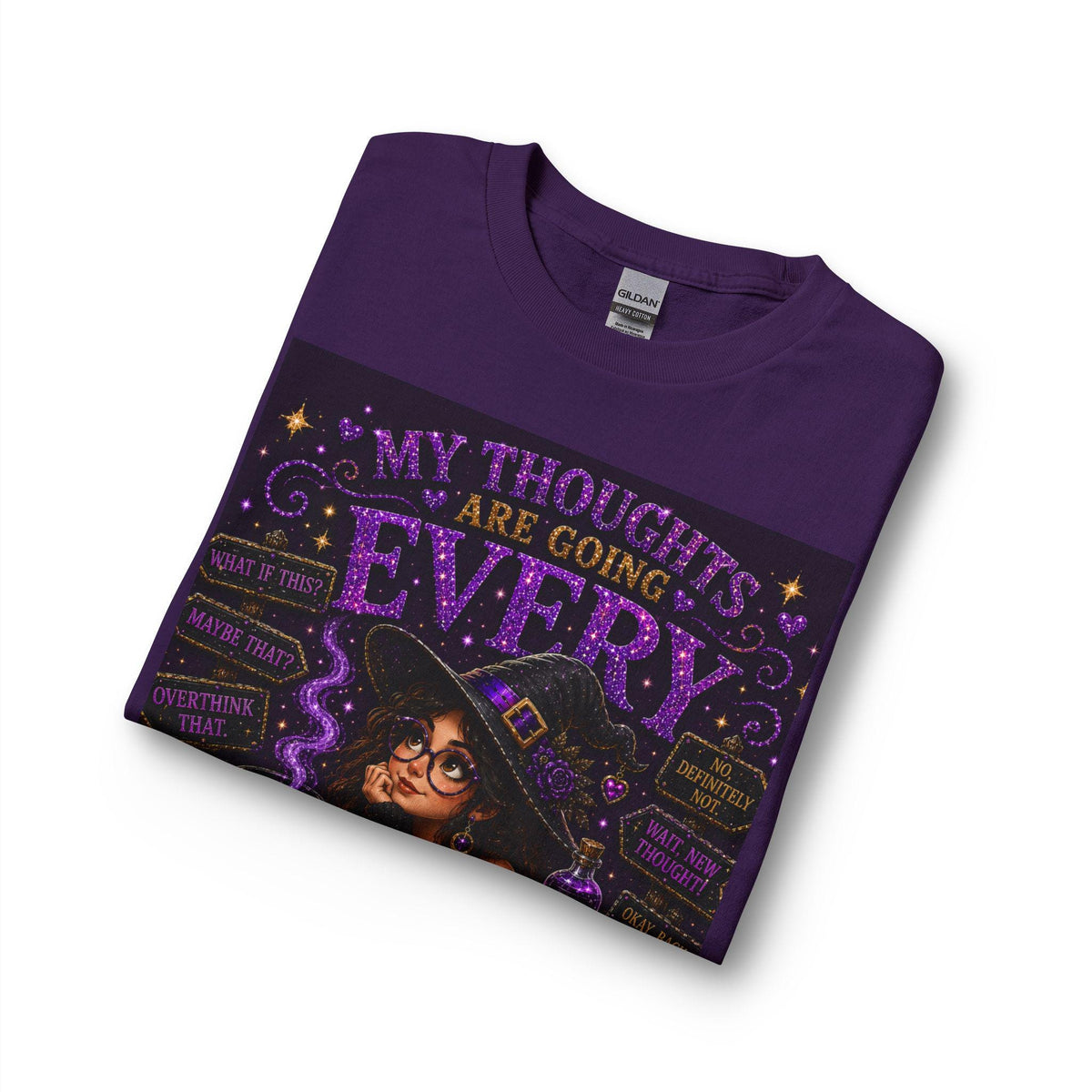 My Thoughts Are Going Every Witch Way Long Sleeve Shirt | Halloween Witch Illustration