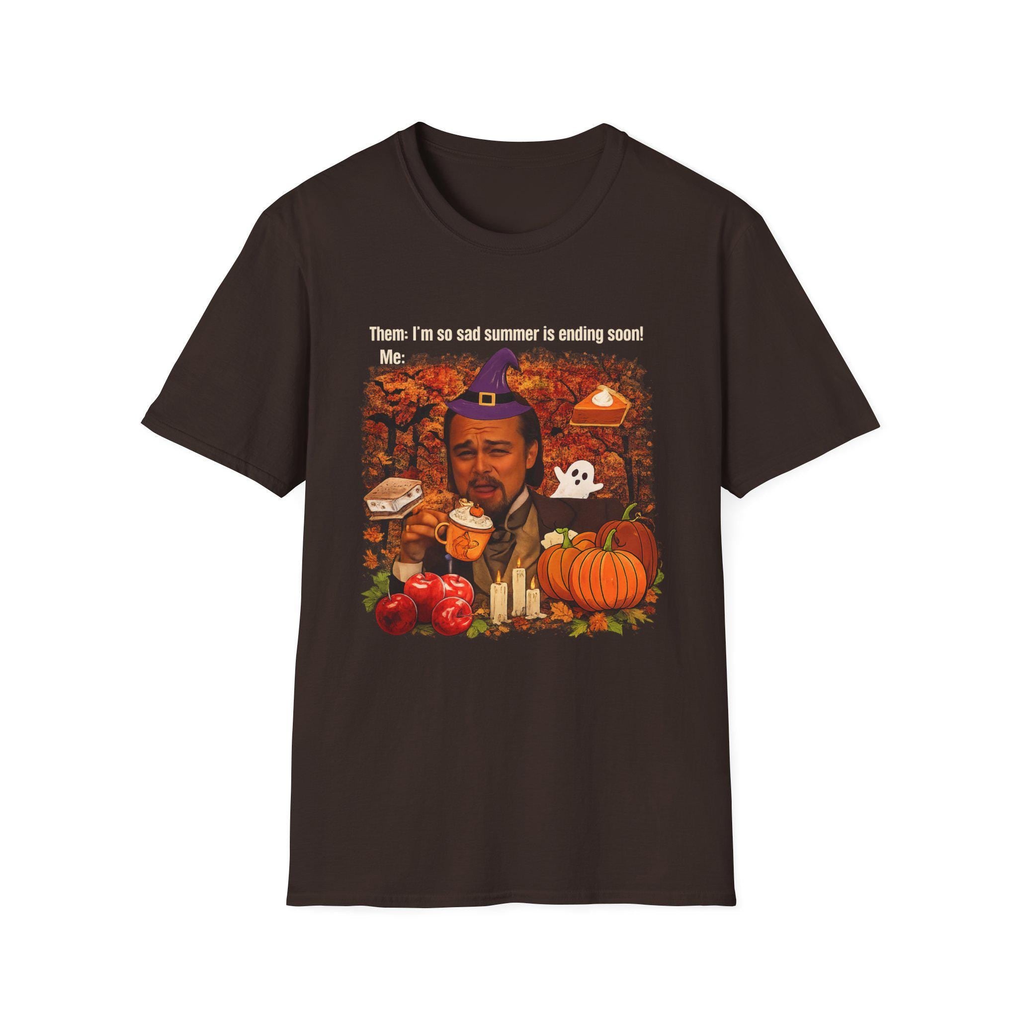 Fall Meme Face T-Shirt | Halloween Pumpkin, Witch Hat, Autumn Leaves