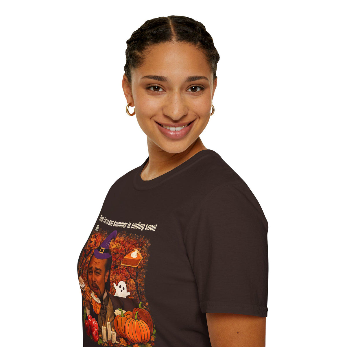 Fall Meme Face T-Shirt | Halloween Pumpkin, Witch Hat, Autumn Leaves