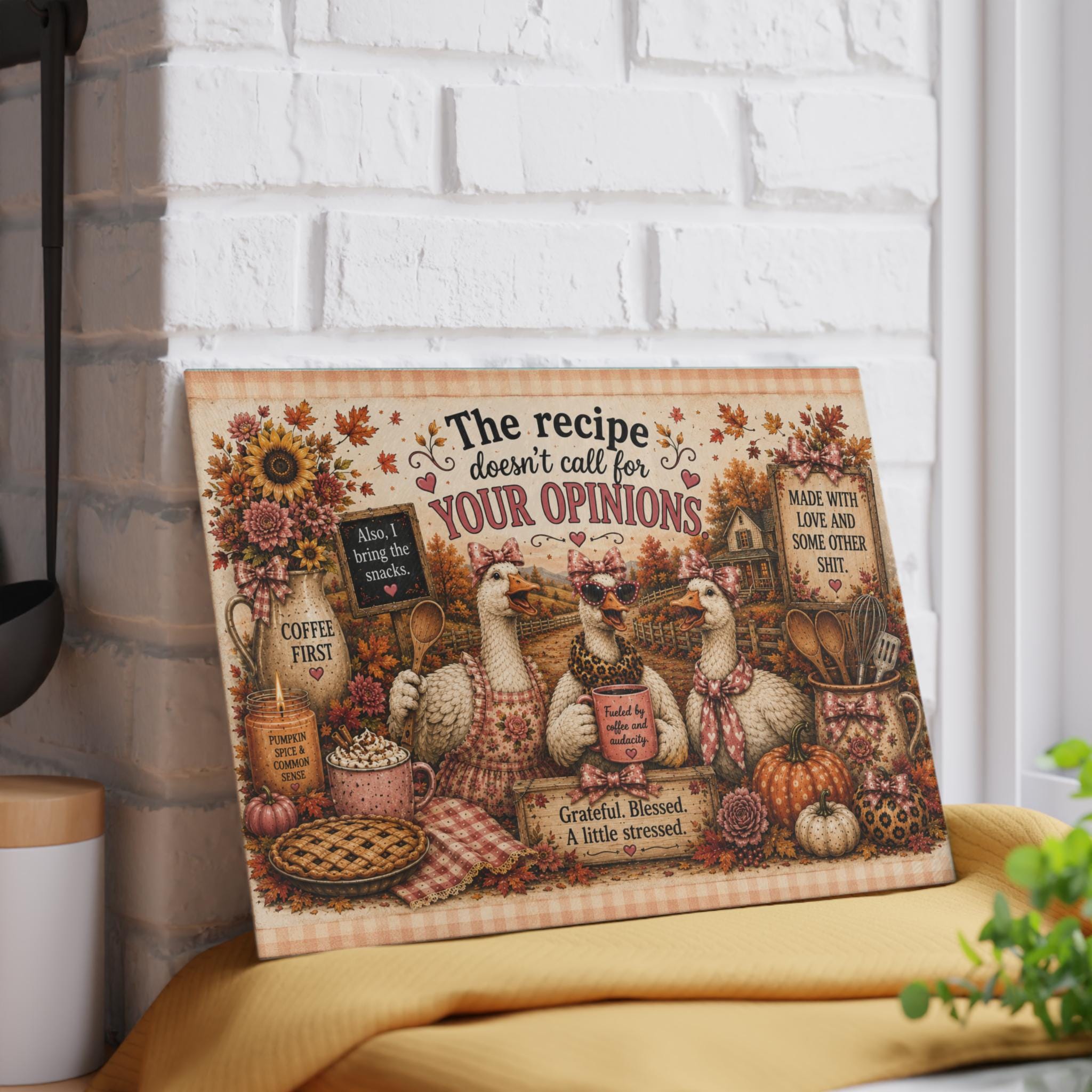 Farmhouse Goose Kitchen Cutting Board | Thanksgiving Autumn Rustic Decor