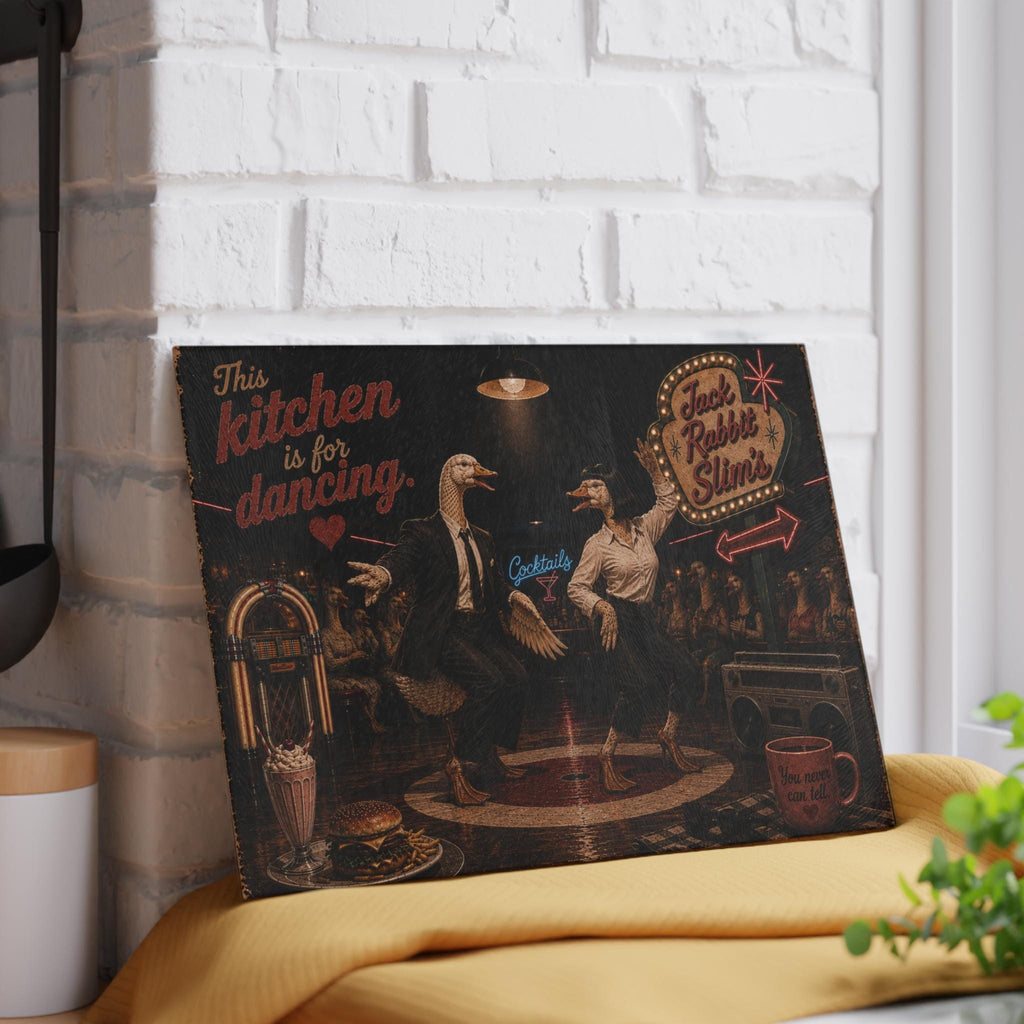Dancing Ducks Retro Diner Glass Cutting Board | Kitchen Decor
