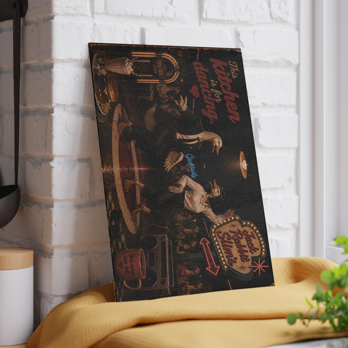 Dancing Ducks Retro Diner Glass Cutting Board | Kitchen Decor