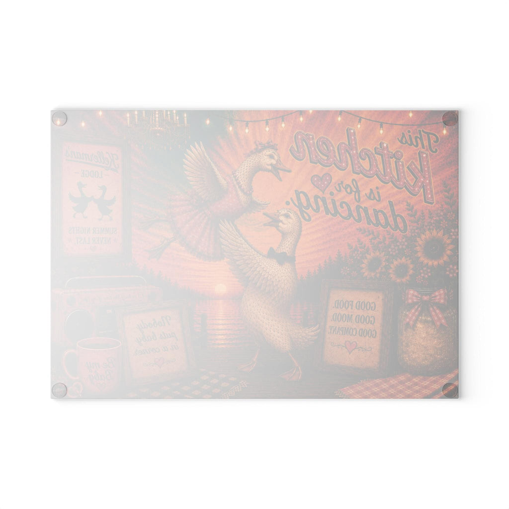 Kitchen Dancing Ducks Glass Cutting Board | Retro Farmhouse Kitchen Decor