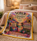 Sober By His Grace inspirational quote Velveteen Plush Blanket | recovery faith decor