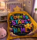 He Counts the Stars Psalm 147:4 Velveteen Blanket | Whimsical Star Scripture Throw