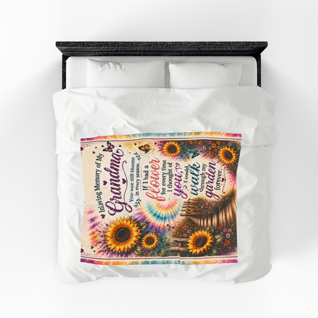 In Loving Memory of My Grandma Velveteen Plush Blanket | Sunflowers Memorial Tribute