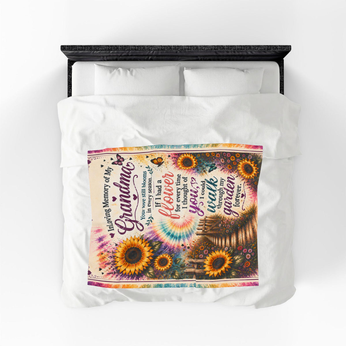 In Loving Memory of My Grandma Velveteen Plush Blanket | Sunflowers Memorial Tribute