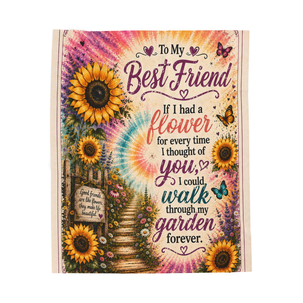 Friend Sunflower Garden Blanket | Friendship Gift, Floral Butterfly Plush Throw