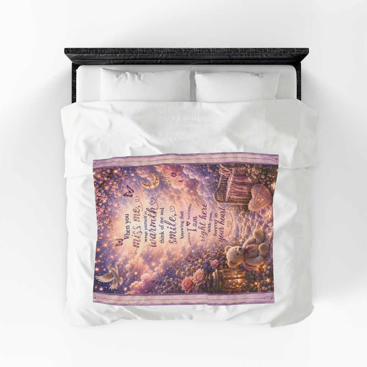 When You Miss Me poem Velveteen Plush Blanket | memorial, teddy bear, heart