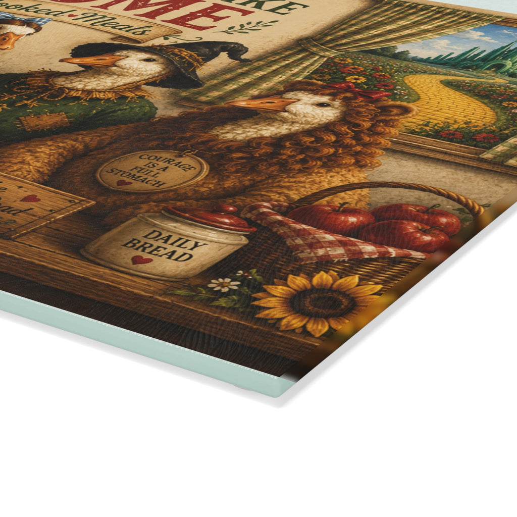 No Place Like Home Cooked Meals Ducks Kitchen Glass Cutting Board | Farmhouse Decor