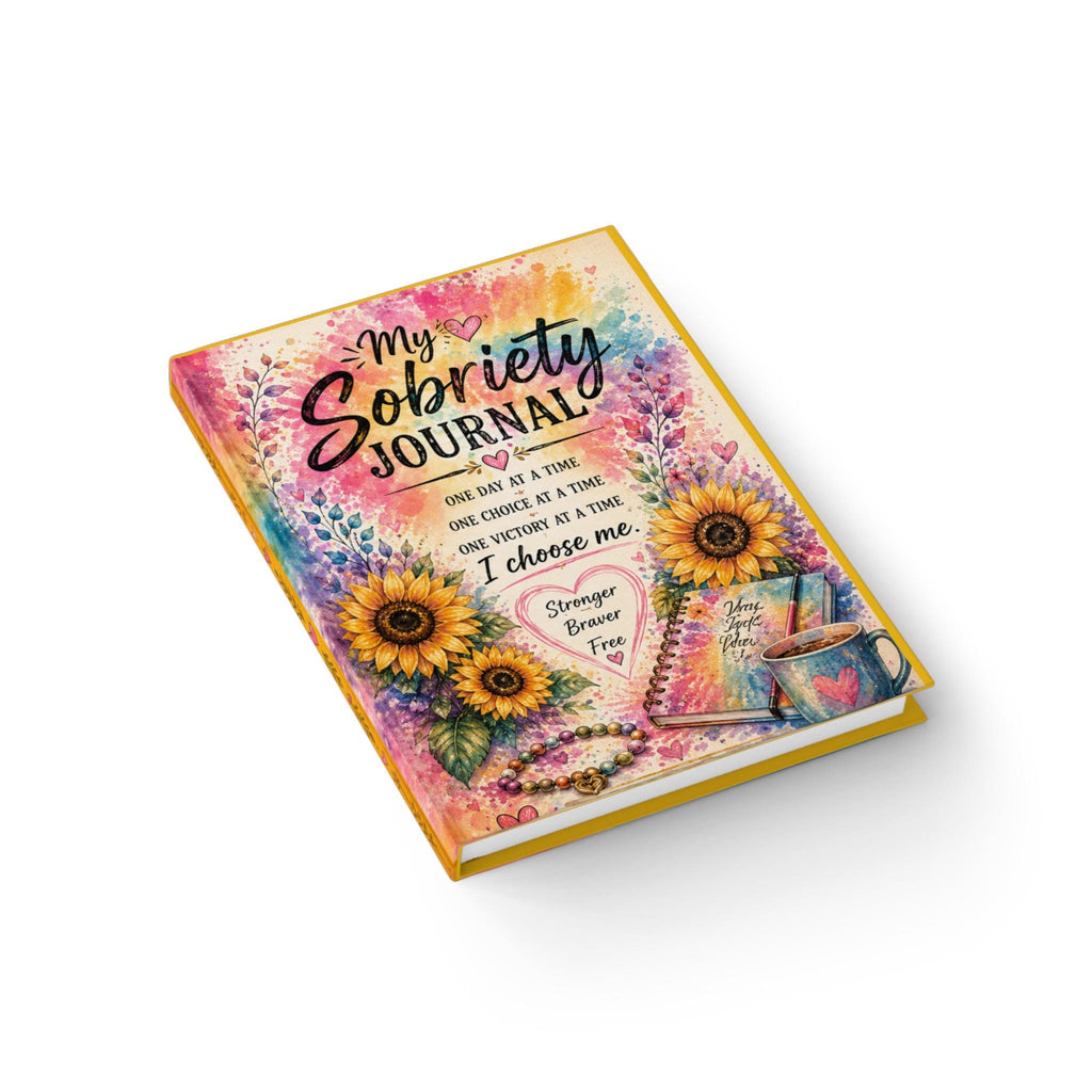 My Sobriety Journal Ruled Notebook | Sunflowers, Rainbow Watercolor, Inspirational Quote