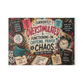 Overstimulated Functioning on Caffeine Prayer & Chaos Glass Cutting Board | Christian Coffee Kitchen Decor