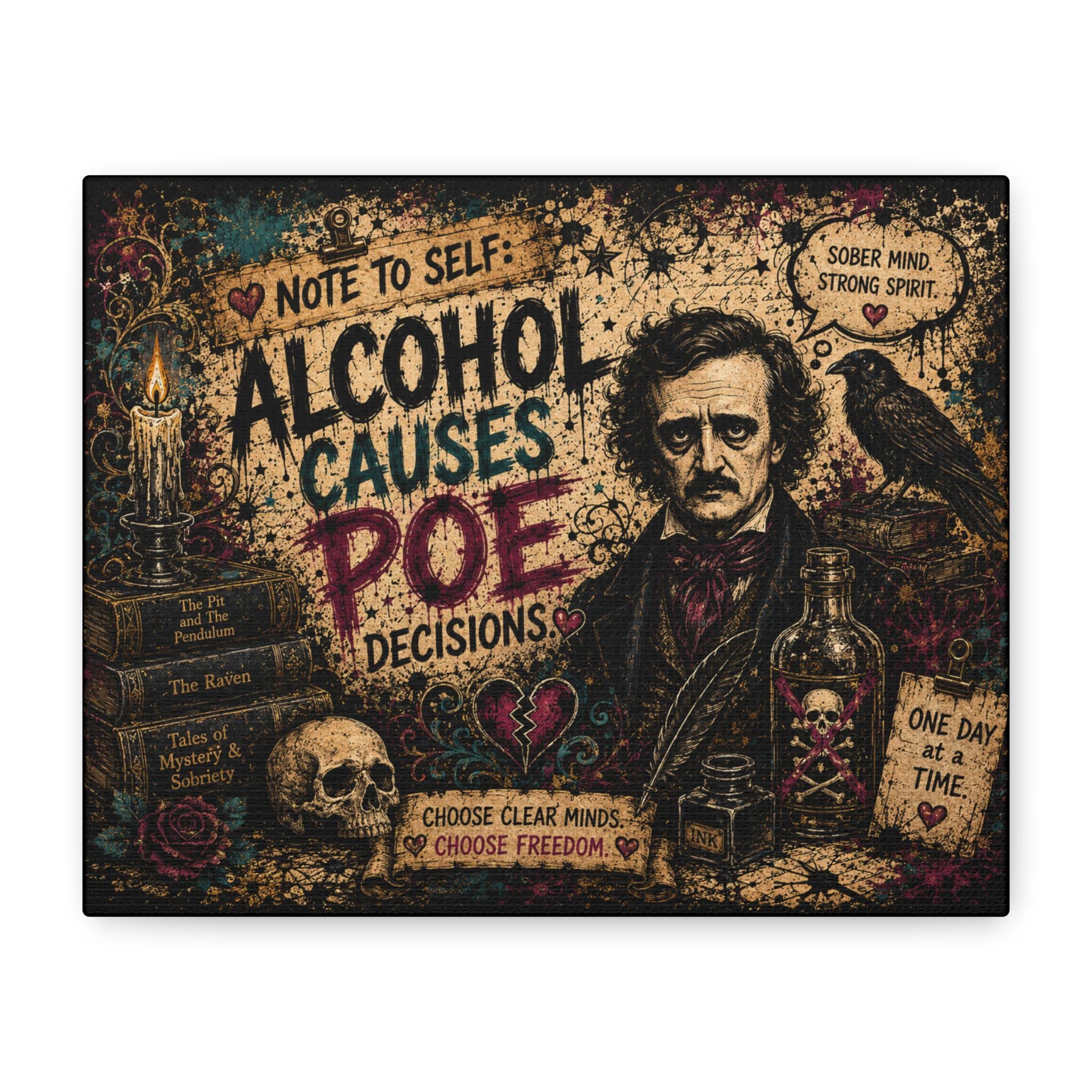 Edgar Allan Poe Alcohol Causes Poe Decisions Canvas