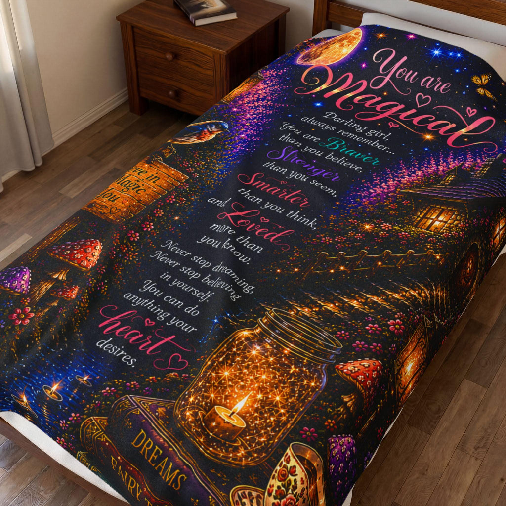 You Are Magical Velveteen Plush Blanket | Fairy Tree, Lanterns, Inspirational Quote