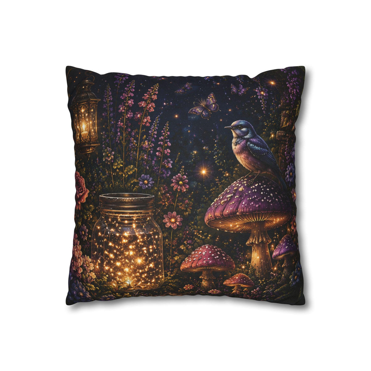 There Is Magic Nature Pillow | Bird Mushroom Quote Throw Pillow