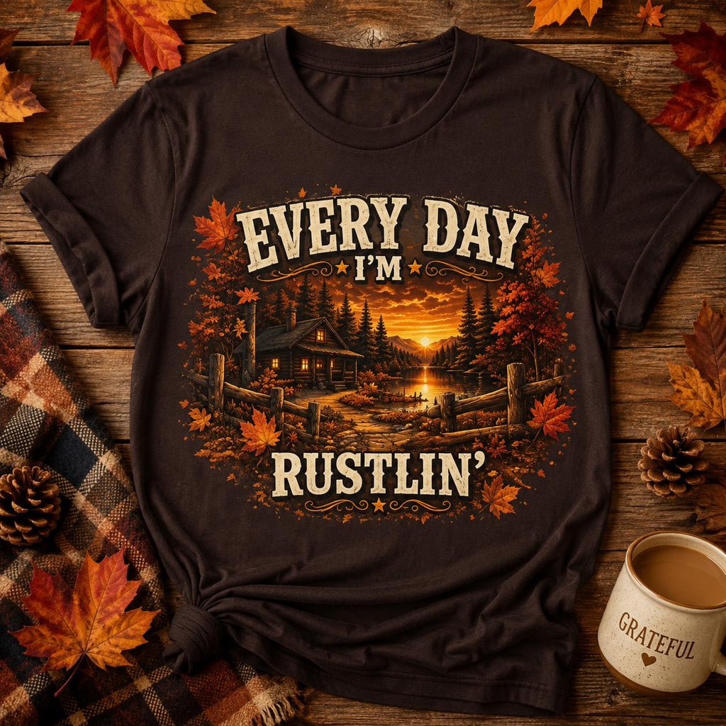 Every Day I'm Rustlin' Fall Leaves T-Shirt | Autumn Maple Leaf Tee