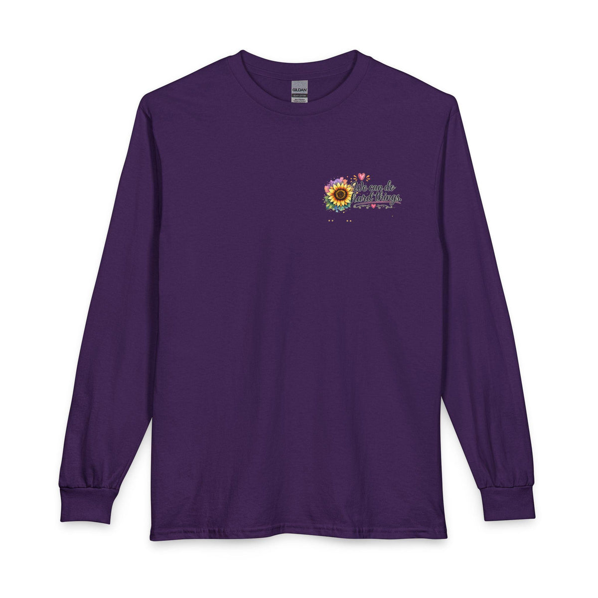 We Can Do Hard Things Sunflowers long sleeve shirt | Matthew 6:34 scripture tee