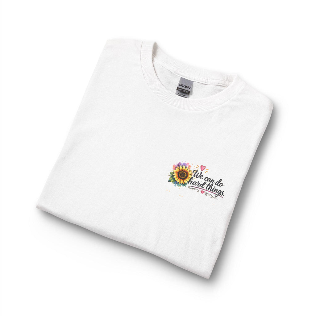 We Can Do Hard Things Sunflowers long sleeve shirt | Matthew 6:34 scripture tee