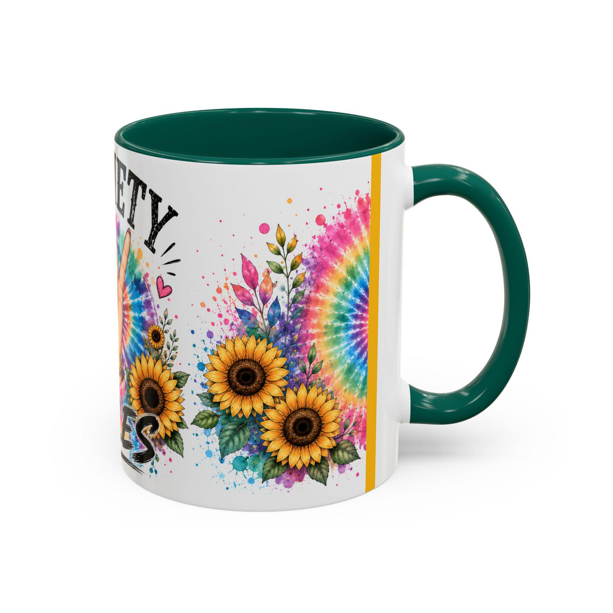 Sobriety Rules Mug | Tie Dye Sunflowers, Hand Sign Coffee Cup